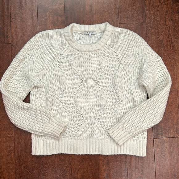 Madewell Everett Rib-Play Pullover Sweater in Antique Cream, Wool Alpaca, Size S - Picture 6 of 15